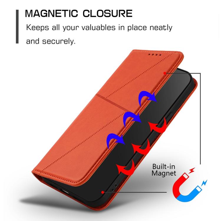 For iPhone 17 Pro Max Strong Magnetic Frosted Flip Leather Phone Case(Orange) - free shipping - PMc TechLife - Order now!