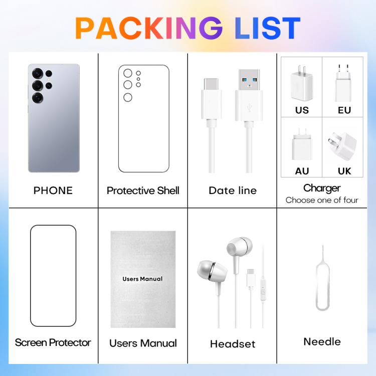 S25 Ultra / Q25, 4GB+64GB, 6.75 inch Android 12 MTK6762 Octa Core, Network: 4G, Dual SIM, with Stylus Pen, Plug:EU Plug(Titanium White Sliver) - free shipping - PMc TechLife - Order now!