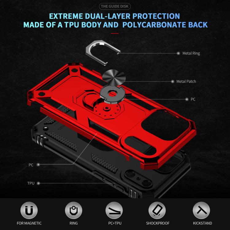 For iPhone 17 Air Shockproof TPU Hybrid PC Phone Case with Holder(Red) - free shipping - PMc TechLife - Order now!