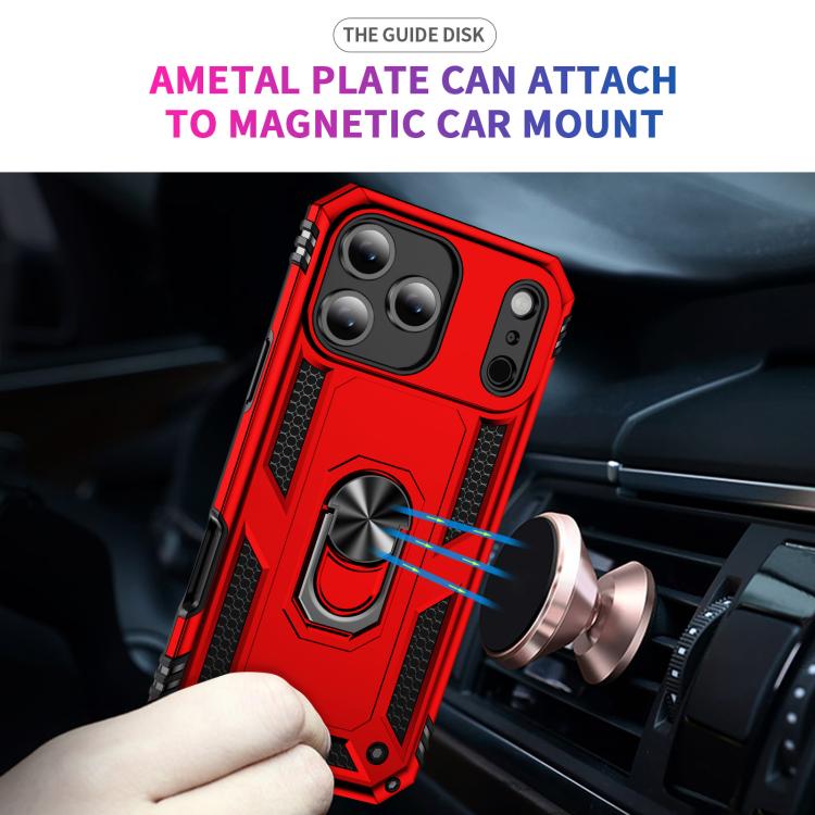 For iPhone 17 Air Shockproof TPU Hybrid PC Phone Case with Holder(Red) - free shipping - PMc TechLife - Order now!