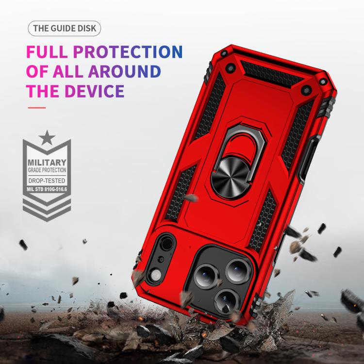 For iPhone 17 Air Shockproof TPU Hybrid PC Phone Case with Holder(Red) - free shipping - PMc TechLife - Order now!