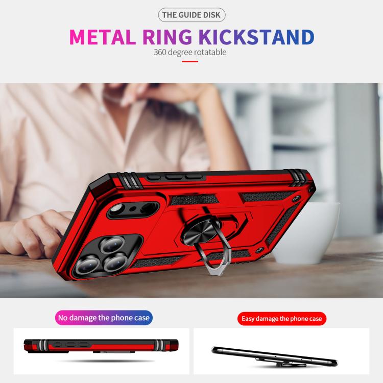 For iPhone 17 Air Shockproof TPU Hybrid PC Phone Case with Holder(Red) - free shipping - PMc TechLife - Order now!