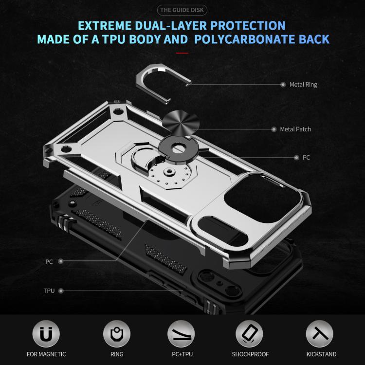 For iPhone 17 Air Shockproof TPU Hybrid PC Phone Case with Holder(Silver) - free shipping - PMc TechLife - Order now!