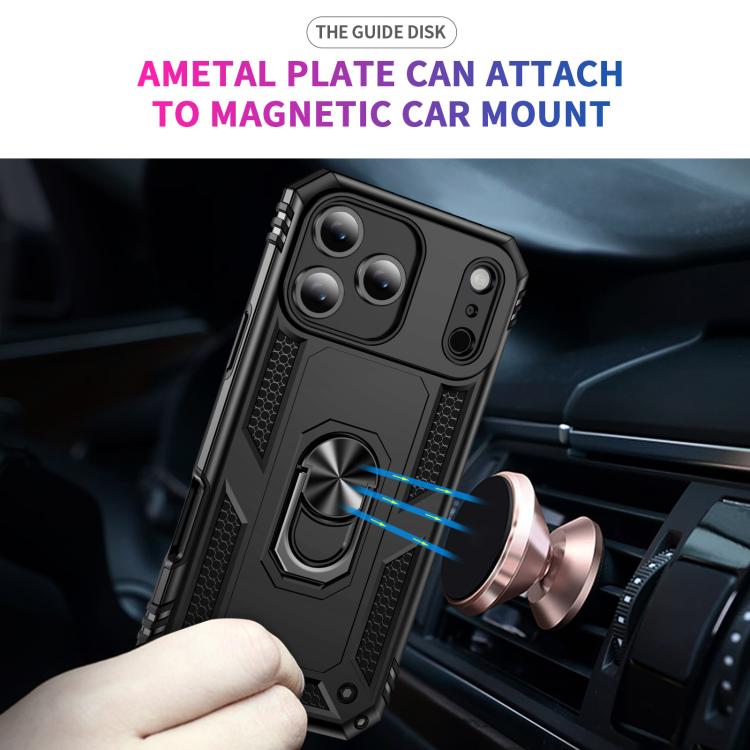For iPhone 17 Pro Shockproof TPU Hybrid PC Phone Case with Holder(Black) - free shipping - PMc TechLife - Order now!