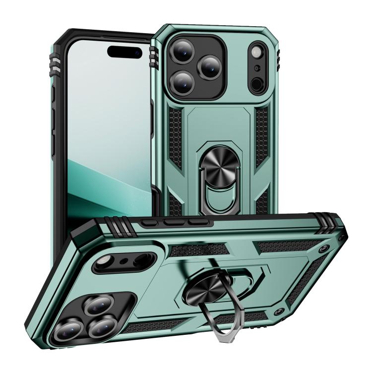 For iPhone 17 Pro Shockproof TPU Hybrid PC Phone Case with Holder(Dark Green) - free shipping - PMc TechLife - Order now!
