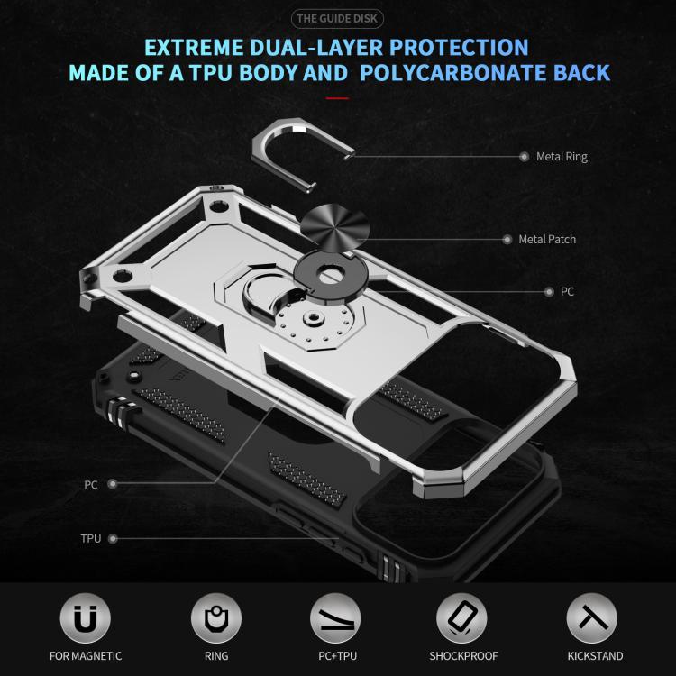 For iPhone 17 Pro Max Shockproof TPU Hybrid PC Phone Case with Holder(Silver) - free shipping - PMc TechLife - Order now!