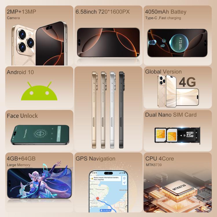 A16 Pro Max / PDA89-B, 4GB+64GB, 6.58 inch Android 10 MTK6739 Quad Core, Network: 4G, OTG, Dual SIM, Plug:UK Plug(Black) - free shipping - PMc TechLife - Order now!