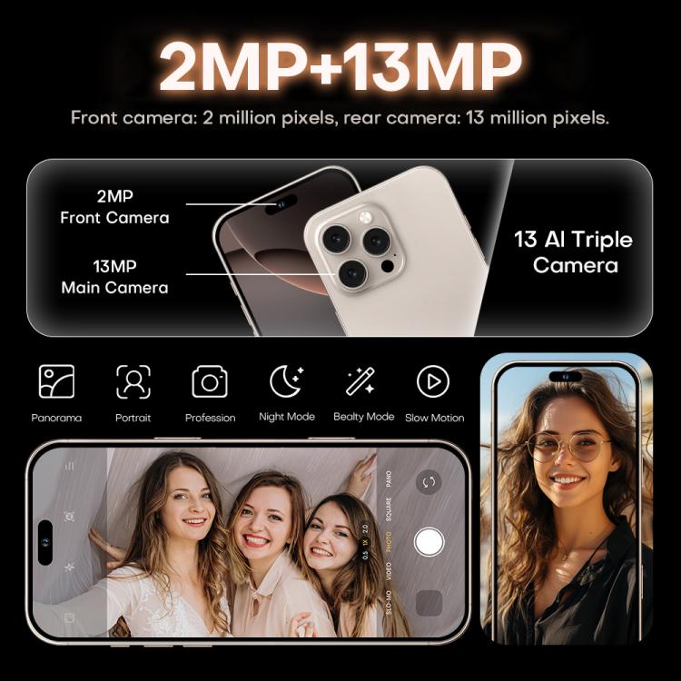 I16 Pro Max / PDQ6, 4GB+64GB, 6.58 inch Android 10 MTK6739 Quad Core, Network: 4G, Dual SIM, Plug:EU Plug(Black) - free shipping - PMc TechLife - Order now!