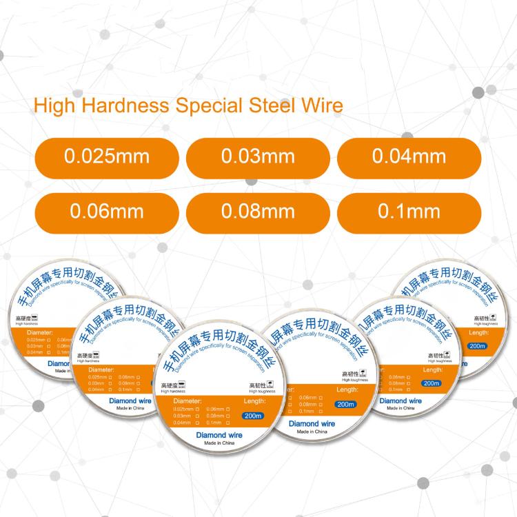 200m Screen Separation Specifically Diamond Cutting Wire, Diameter:0.08mm - free shipping - PMC TechLife - Order now!