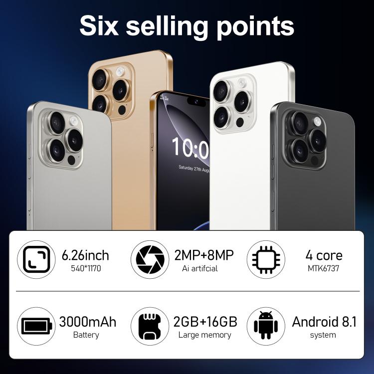 I16 Pro Max / ZPT93, 2GB+16GB, 6.26 inch Android 8.1 MTK6737 Quad Core, Network: 4G, Dual SIM, Plug:US Plug(White) - free shipping - PMc TechLife - Order now!