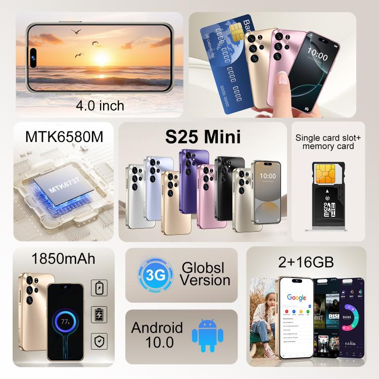 S25 Mini / ZKM10, 2GB+16GB, 4.0 inch Android 10 MTK6580M Quad Core, Network: 3G, Dual SIM(Pink) - free shipping - PMc TechLife - Order now!