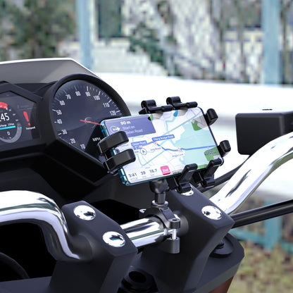 WUPP CS-1098A1 Motorcycle Aluminum Alloy Eight-jaw Mobile Phone Charging Holder with Switch(Black) - Holder by WUPP | Online Shopping South Africa | PMC Jewellery | Buy Now Pay Later Mobicred