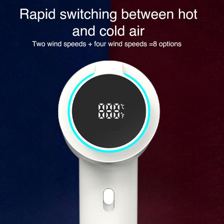 WG-F02 LED Digital Display High Speed Negative Ion Hair Dryer, EU Plug(White) - free shipping - PMC TechLife - Order now!