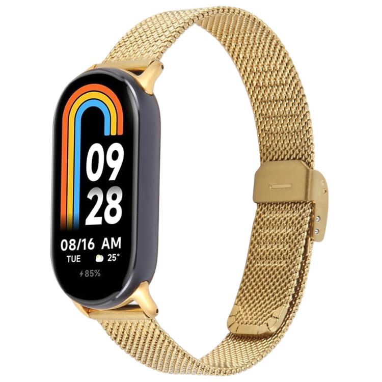 For Xiaomi Smart Band 9 / 8 Integrated Buckle Embossed Milanese Metal Watch Band(Gold) - free shipping - PMC TechLife - Order now!