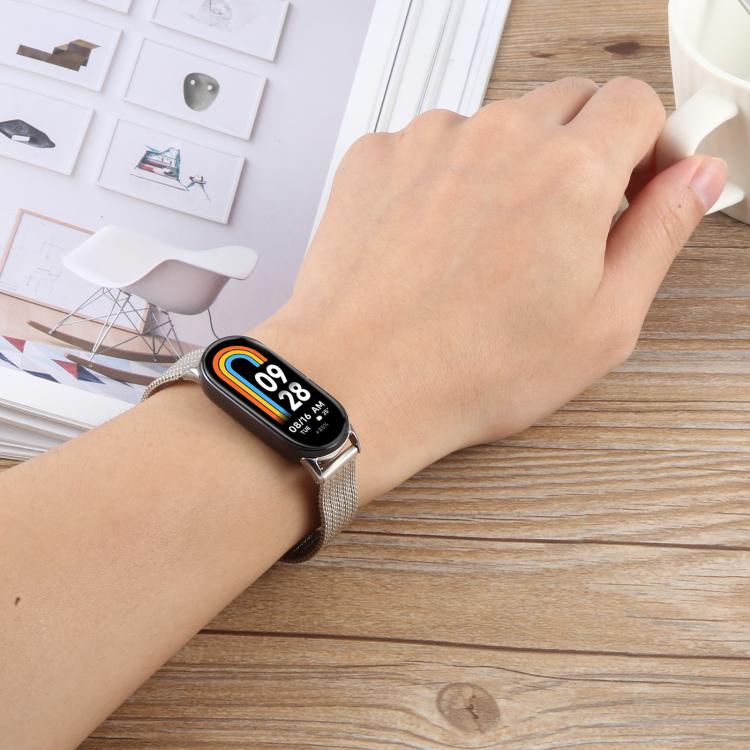For Xiaomi Smart Band 9 / 8 Integrated Buckle Embossed Milanese Metal Watch Band(Gold) - free shipping - PMC TechLife - Order now!