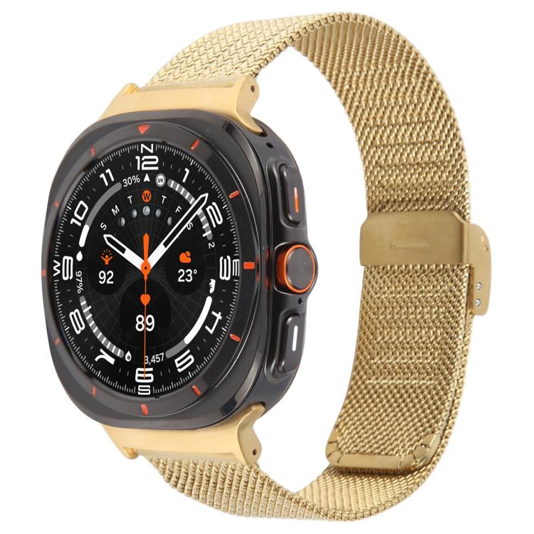 For Samsung Galaxy Watch Ultra 47mm Integrated Buckle Embossed Milanese Metal Watch Band(Gold) - free shipping - PMC TechLife - Order now!