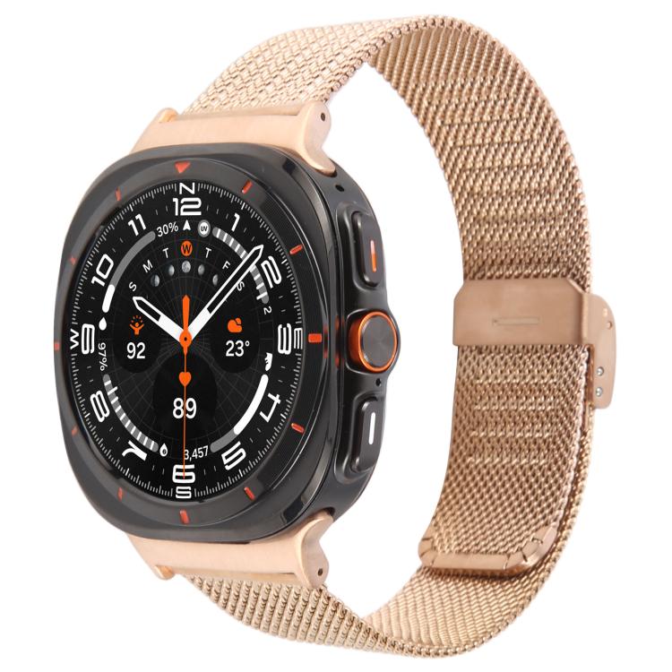 For Samsung Galaxy Watch Ultra 47mm Integrated Buckle Embossed Milanese Metal Watch Band(Rose Gold) - free shipping - PMC TechLife - Order now!