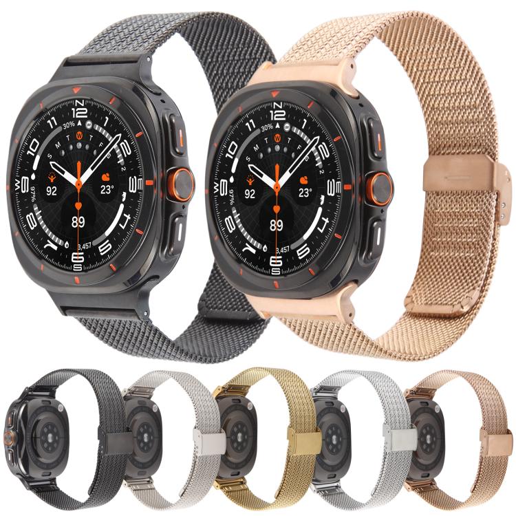 For Samsung Galaxy Watch Ultra 47mm Integrated Buckle Embossed Milanese Metal Watch Band(Gold) - free shipping - PMC TechLife - Order now!