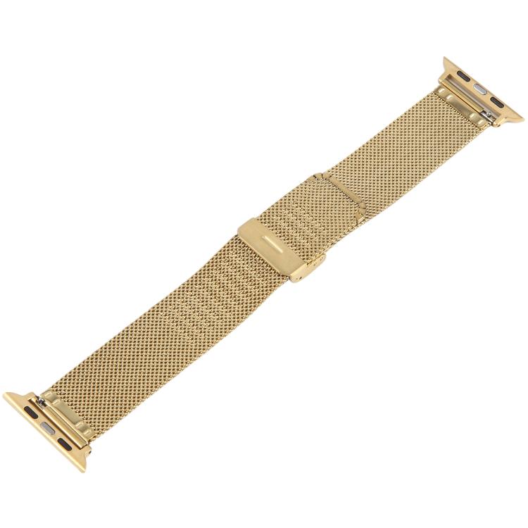 For Apple Watch 46mm / 49mm / 45mm / 44mm Integrated Buckle Embossed Thick Milanese Metal Watch Band(Gold) - free shipping - PMC TechLife - Order now!