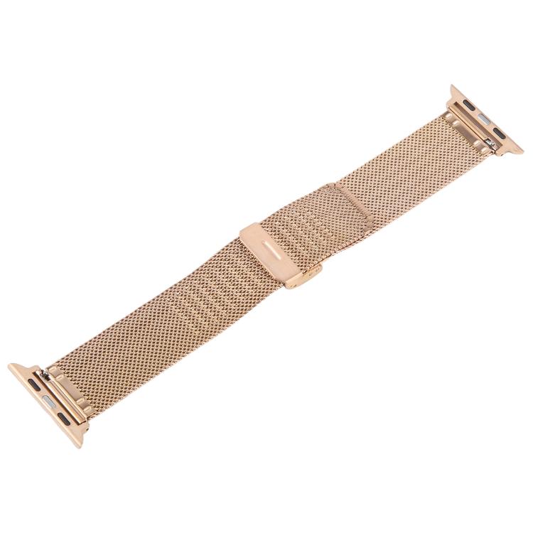 For Apple Watch 46mm / 49mm / 45mm / 44mm Integrated Buckle Embossed Thick Milanese Metal Watch Band(Rose Gold) - free shipping - PMC TechLife - Order now!