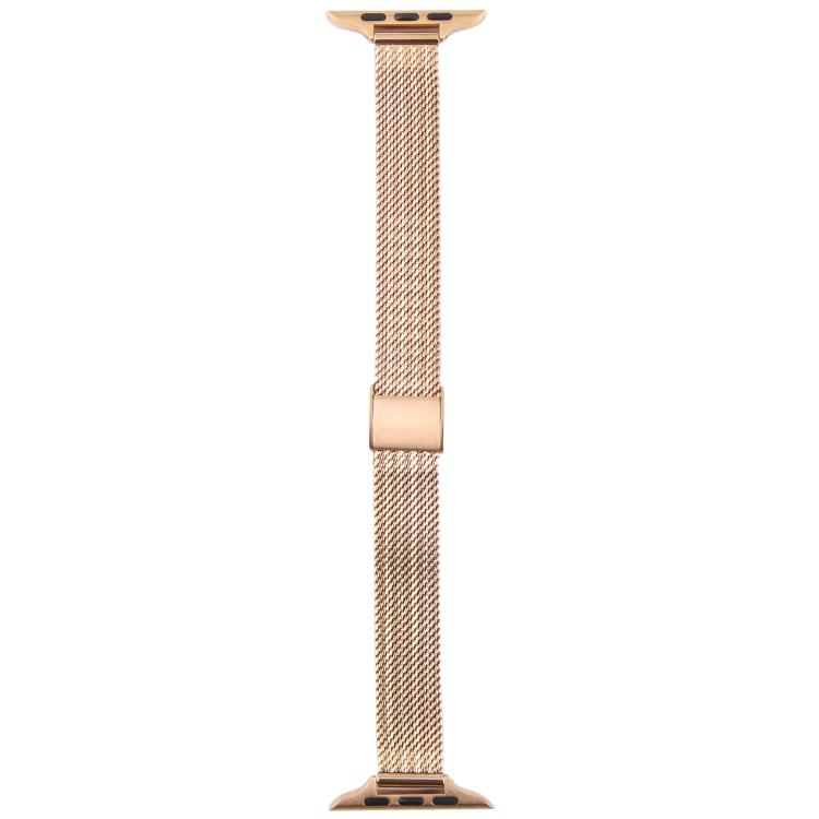 For Apple Watch 46mm / 49mm / 45mm / 44mm Integrated Buckle Embossed Slim Milanese Metal Watch Band(Rose Gold) - free shipping - PMC TechLife - Order now!