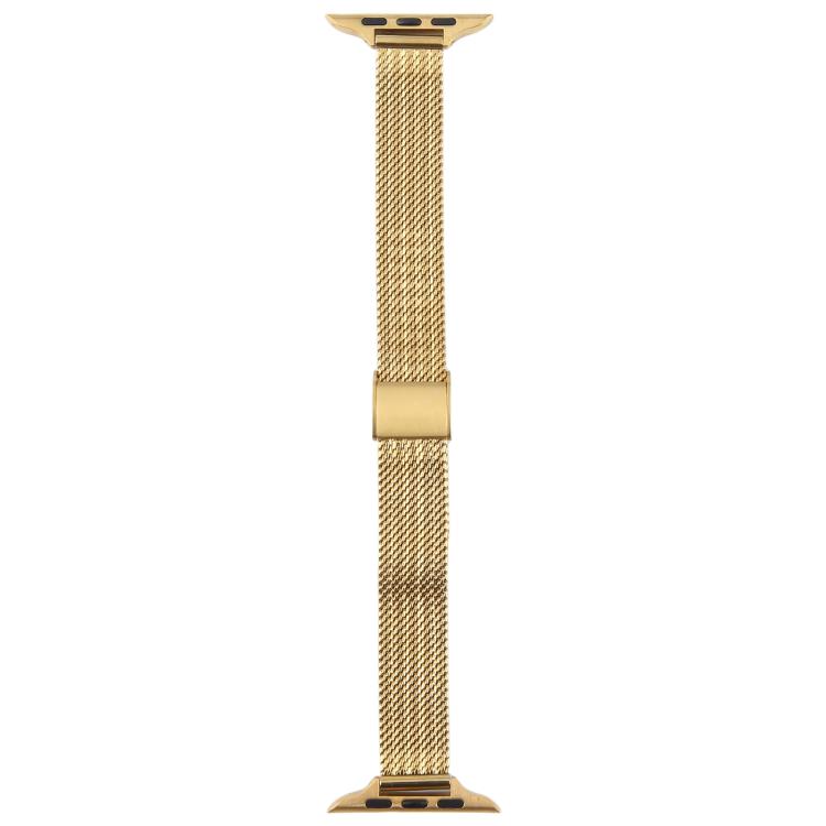 For Apple Watch 42mm / 41mm / 40mm / 38mm Integrated Buckle Embossed Slim Milanese Metal Watch Band(Gold) - free shipping - PMC TechLife - Order now!