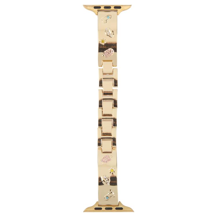 For Apple Watch 46mm / 49mm / 45mm / 44mm Diamond Quick Release Chain Bracelet Metal Watch Band(Gold) - free shipping - PMC TechLife - Order now!
