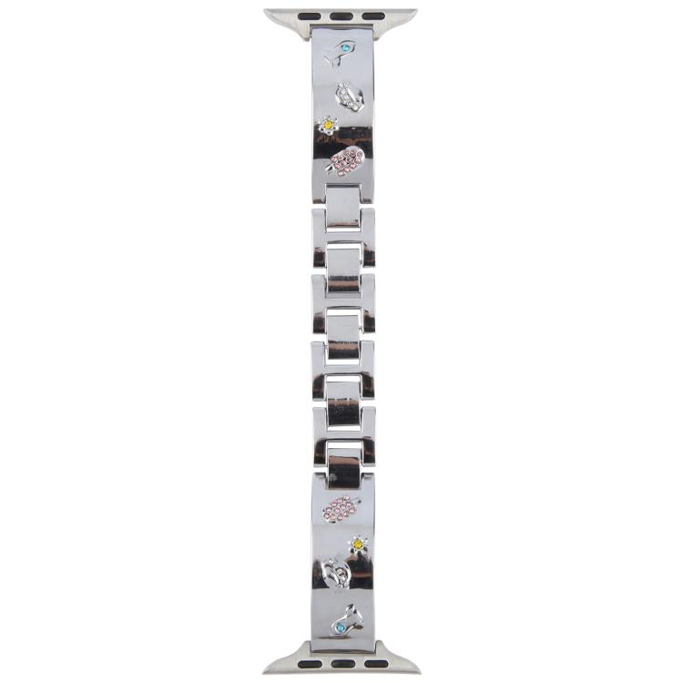 For Apple Watch 46mm / 49mm / 45mm / 44mm Diamond Quick Release Chain Bracelet Metal Watch Band(Silver) - free shipping - PMC TechLife - Order now!