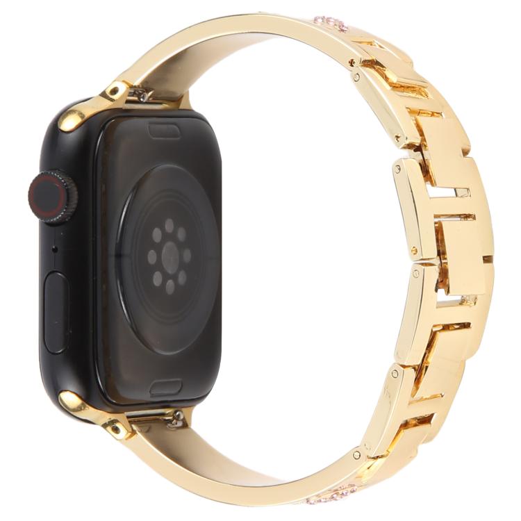 For Apple Watch 42mm / 41mm / 40mm / 38mm Diamond Quick Release Chain Bracelet Metal Watch Band(Gold) - free shipping - PMC TechLife - Order now!