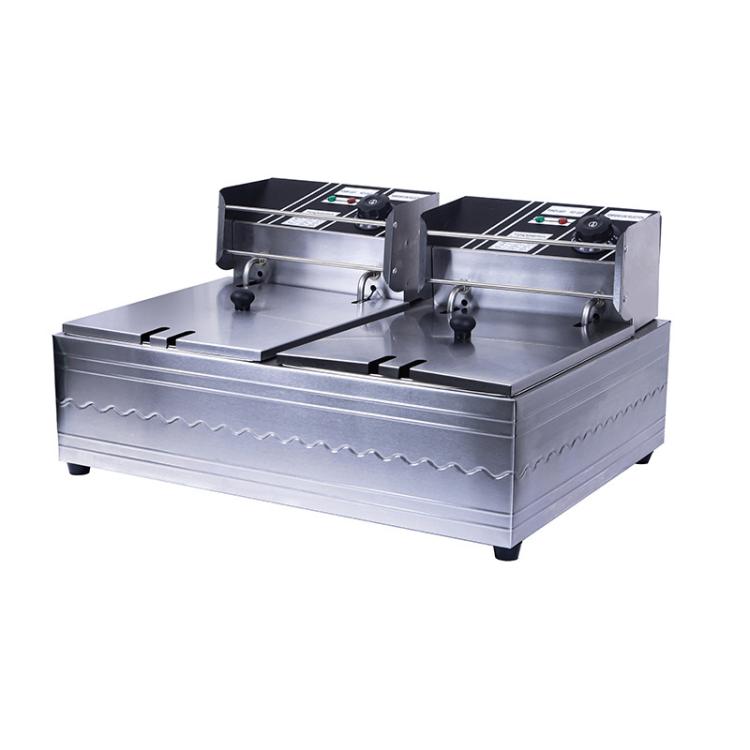 Multifunctional Commercial Stainless Steel Thick Electric Fryer Electric Boiler, Dual Cylinder 12L+Timer(US Plug) - free shipping - PMC TechLife - Order now!