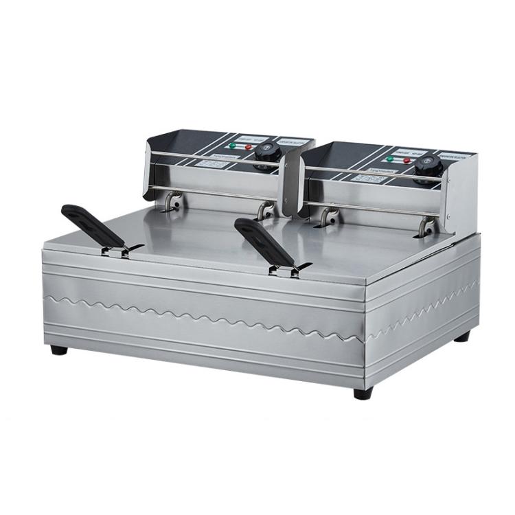 Multifunctional Commercial Stainless Steel Thick Electric Fryer Electric Boiler, Single Cylinder Dual-head 12L+Timer(UK Plug) - free shipping - PMC TechLife - Order now!