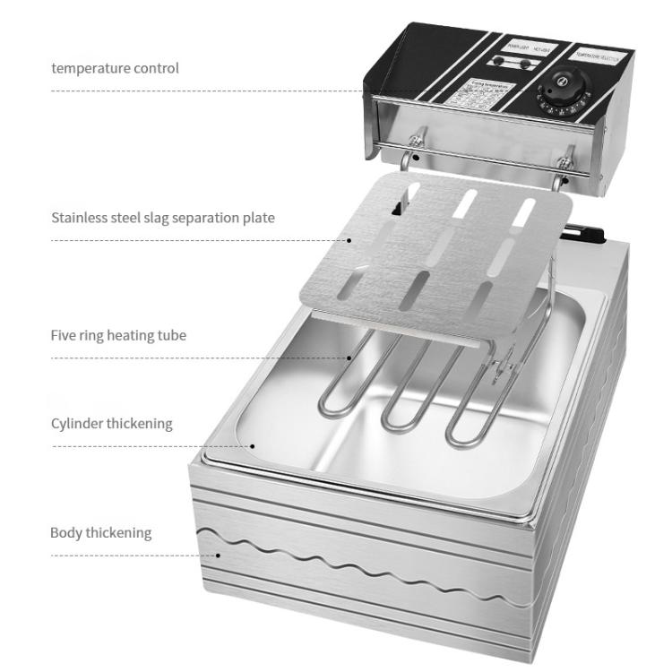 Multifunctional Commercial Stainless Steel Thick Electric Fryer Electric Boiler, Single Cylinder Extended 12L+Timer(UK Plug) - free shipping - PMC TechLife - Order now!