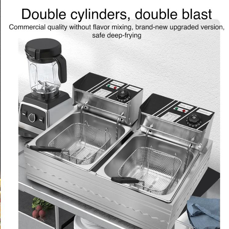 Multifunctional Commercial Stainless Steel Thick Electric Fryer Electric Boiler, Single Cylinder Extended 12L+Timer(US Plug) - free shipping - PMC TechLife - Order now!
