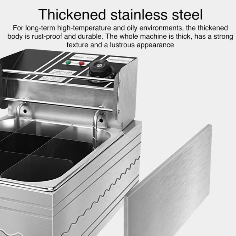 Multifunctional Commercial Stainless Steel Thick Electric Fryer Electric Boiler, Single Cylinder 6L+Temperature Limiter(US Plug) - free shipping - PMC TechLife - Order now!