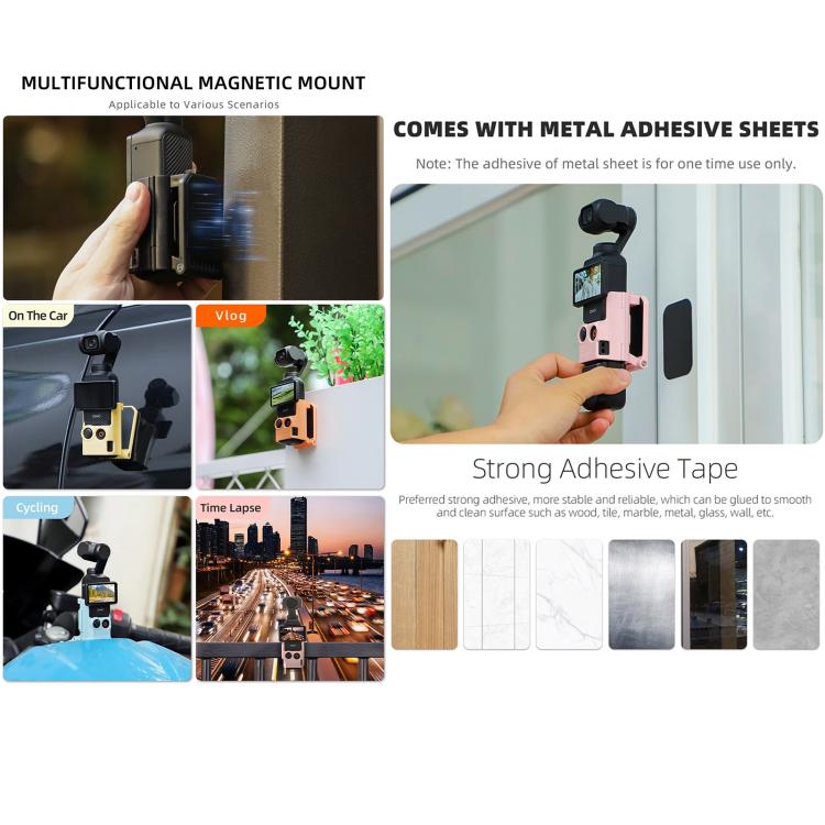 For DJI OSMO Pocket 3 Sunnylife Multifunctional Magnetic Mount Tabletop Base Bracket(Yellow) - free shipping - PMC TechLife - Order now!