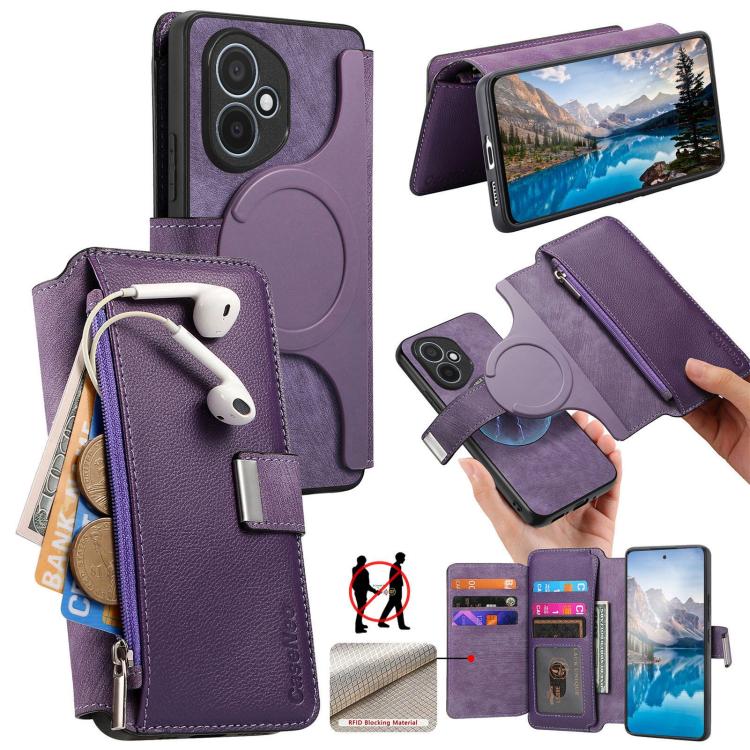 For Honor 400 Global 156.5mm CaseNeo MagSafe RFID Anti-theft Zipper Wallet Retro Leather Phone Case(Purple) - free shipping - PMC TechLife - Order now!