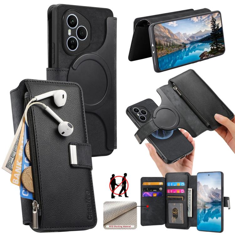 For Honor 400 Pro Global 160.8mm CaseNeo MagSafe RFID Anti-theft Zipper Wallet Retro Leather Phone Case(Black) - free shipping - PMC TechLife - Order now!