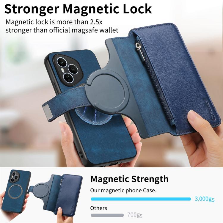 For Honor 400 Pro Global 160.8mm CaseNeo MagSafe RFID Anti-theft Zipper Wallet Retro Leather Phone Case(Blue) - free shipping - PMC TechLife - Order now!