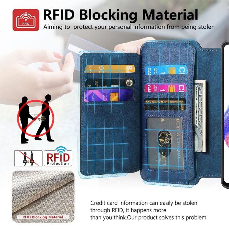 For Honor 400 Pro Global 160.8mm CaseNeo MagSafe RFID Anti-theft Zipper Wallet Retro Leather Phone Case(Blue) - free shipping - PMC TechLife - Order now!