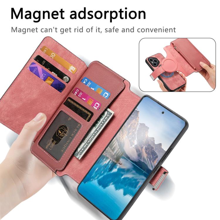 For Honor 400 Pro Global 160.8mm CaseNeo MagSafe RFID Anti-theft Zipper Wallet Retro Leather Phone Case(Pink) - free shipping - PMC TechLife - Order now!