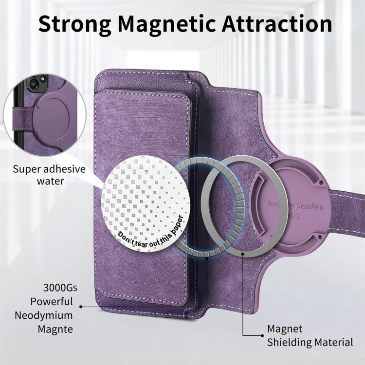 For Honor 400 Pro Global 160.8mm CaseNeo MagSafe RFID Anti-theft Zipper Wallet Retro Leather Phone Case(Purple) - free shipping - PMC TechLife - Order now!