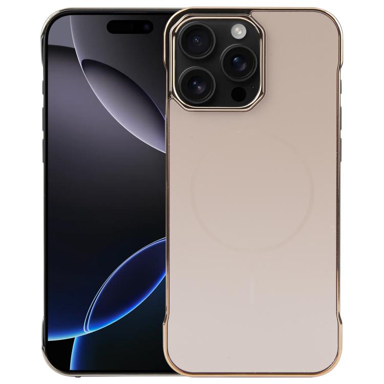 For iPhone 16 Pro Max Electroplating Frameless Frosted Anti-Glare PC MagSafe Phone Case(Desert Gold) - free shipping - PMC TechLife - Order now!