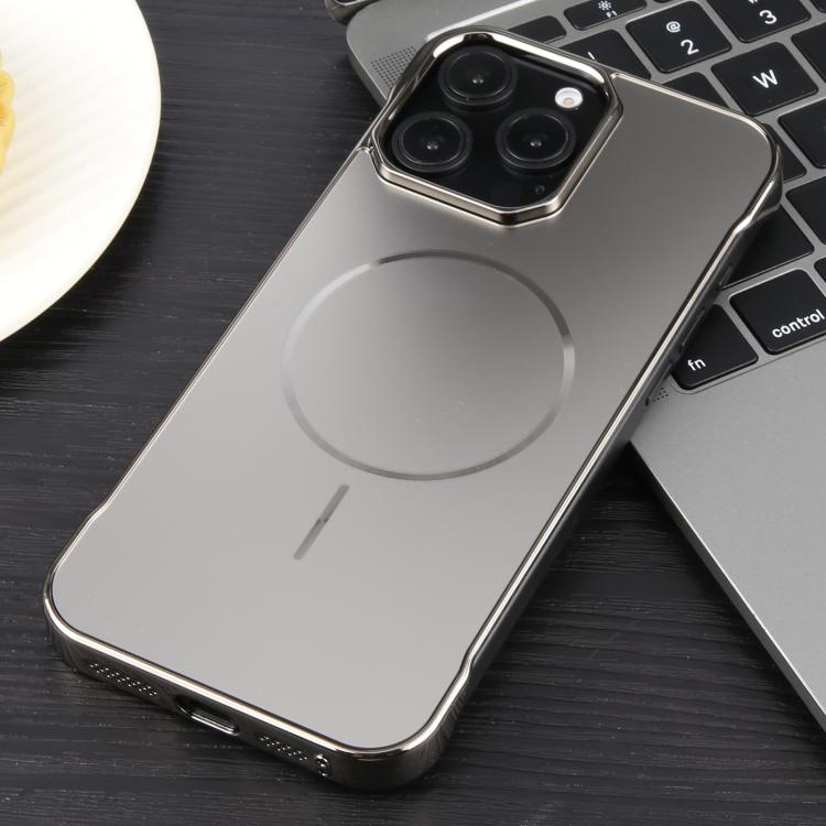For iPhone 15 Pro Electroplating Frameless Frosted Anti-Glare PC MagSafe Phone Case(Titanium Gray) - free shipping - PMC TechLife - Order now!