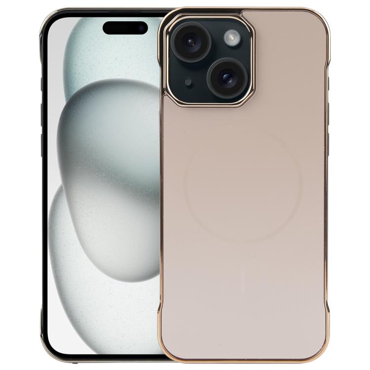 For iPhone 15 Electroplating Frameless Frosted Anti-Glare PC MagSafe Phone Case(Desert Gold) - free shipping - PMC TechLife - Order now!