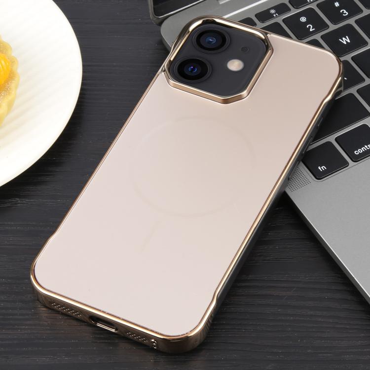 For iPhone 12 / 12 Pro Electroplating Frameless Frosted Anti-Glare PC MagSafe Phone Case(Desert Gold) - free shipping - PMC TechLife - Order now!