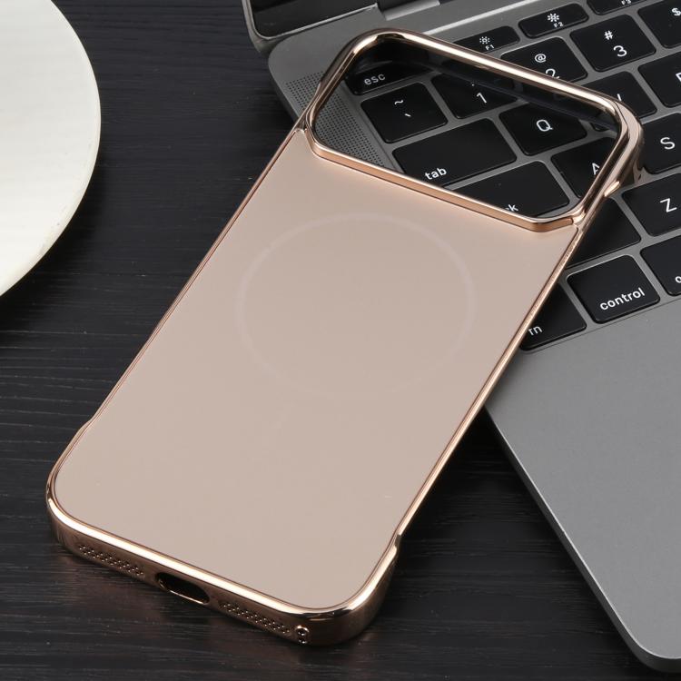 For iPhone 17 Pro Electroplating Frameless Frosted Anti-Glare PC MagSafe Phone Case(Desert Gold) - free shipping - PMC TechLife - Order now!