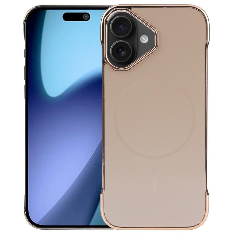 For iPhone 17 Electroplating Frameless Frosted Anti-Glare PC MagSafe Phone Case(Desert Gold) - free shipping - PMC TechLife - Order now!