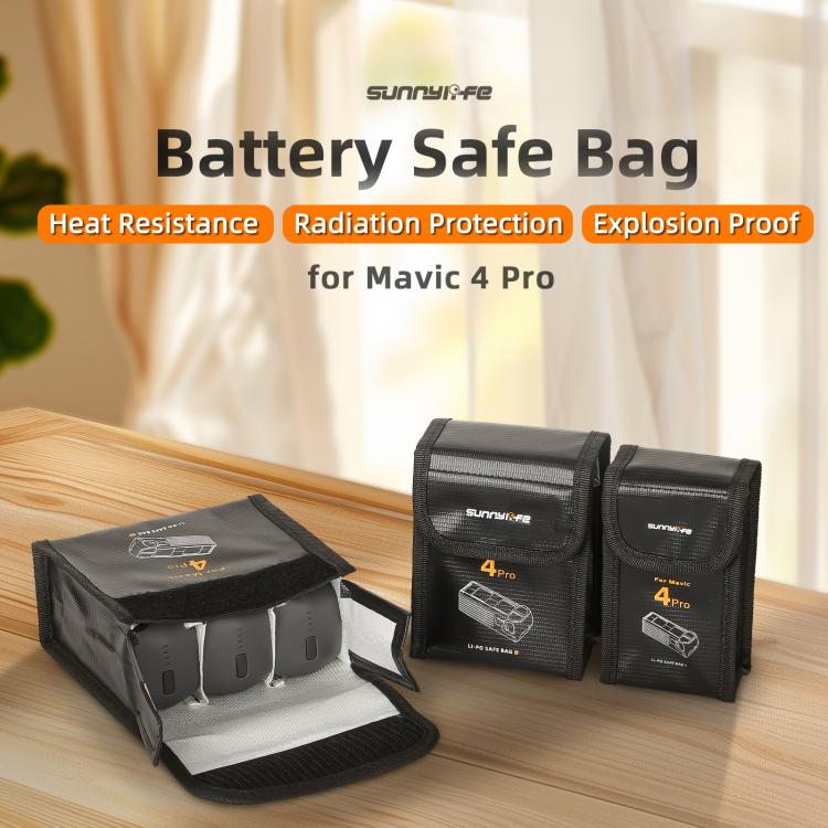 For DJI Mavic 4 Pro Sunnylife Battery Explosion-proof Safe Bag Protective Li-Po Safe Bag(For 3pcs Batteries) - free shipping - PMC TechLife - Order now!