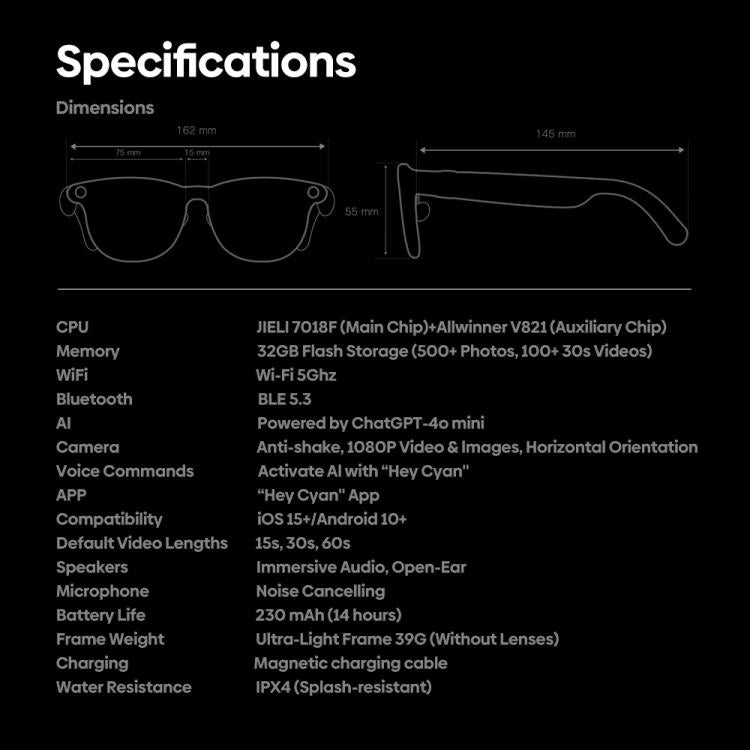 Zeblaze Eyewear AI Shooting Glasses Open-ear Audio AI Assistance(Sunglasses Lenses) - free shipping - PMC TechLife - Order now!