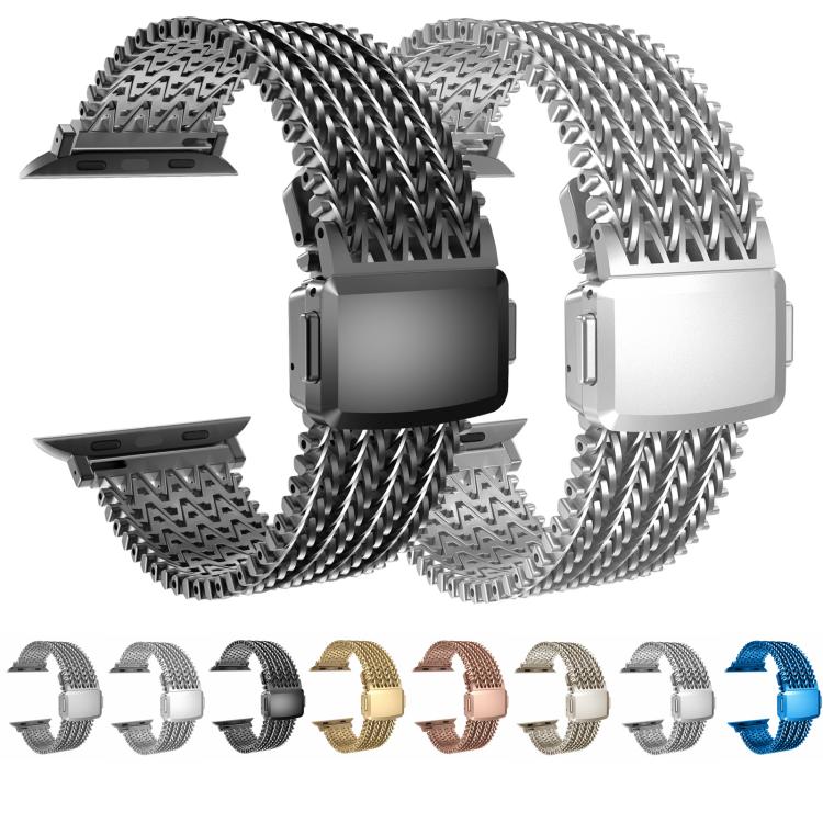For Apple Watch 42mm / 41mm / 40mm / 38mm Mesh Magnetic Stainless Steel Watch Band(Titanium Color) - free shipping - PMC TechLife - Order now!